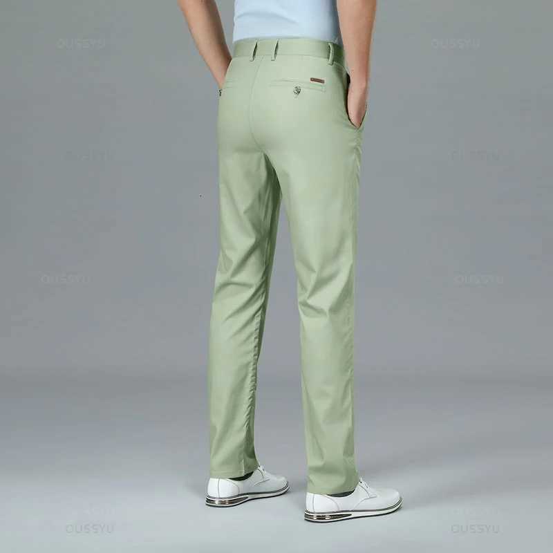 Spring Summer High Quality Luxury Straight Business Suit Pants Men Bamboo Fiber Designer Elegant Casual Long Formal Trousers Male W250826