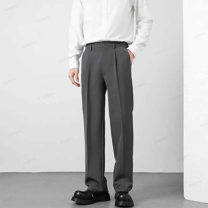 ousyu brand autumn casual pants men business elastic waist Korean style black brown gray khaki trousers for men plus size S4XL W250826