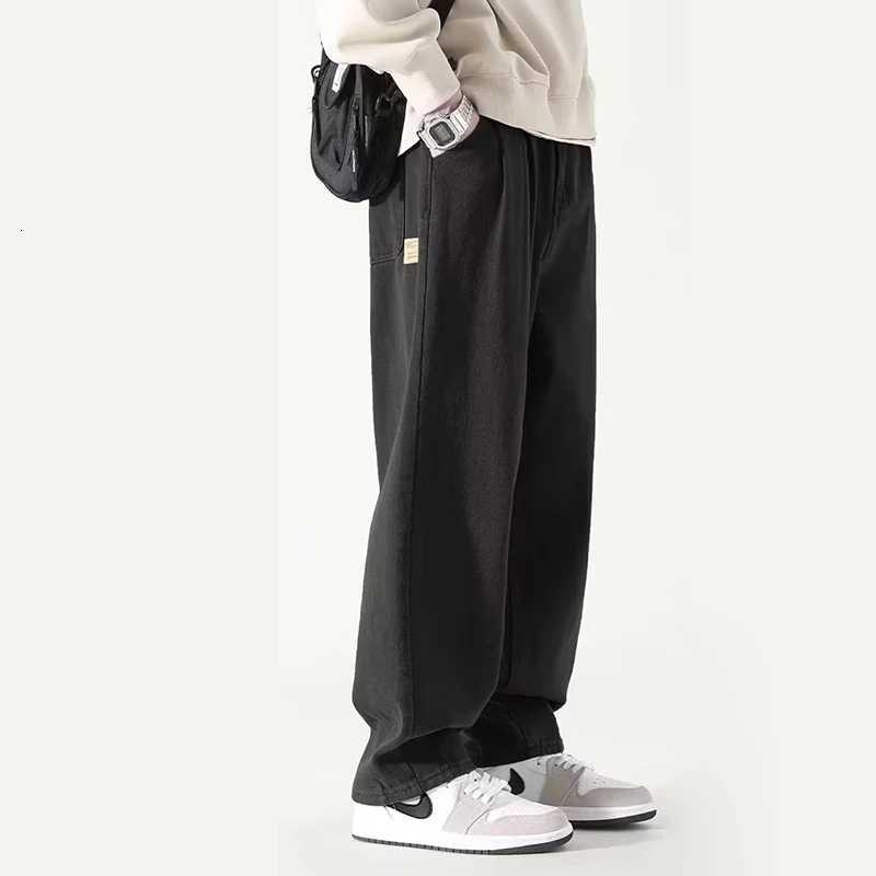 3842 American Fashion Brand Wide Leg Pants Men Green Khaki Joggers Baggy Drawstring Cargo Trousers Men Y2K Allmatch Pants W250826