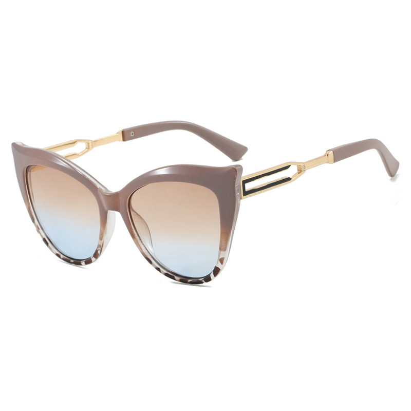 2025 Trendy Two Tone Cat Eye Sunglasses for Women Over sized UV 400 Protection Fashion Shades