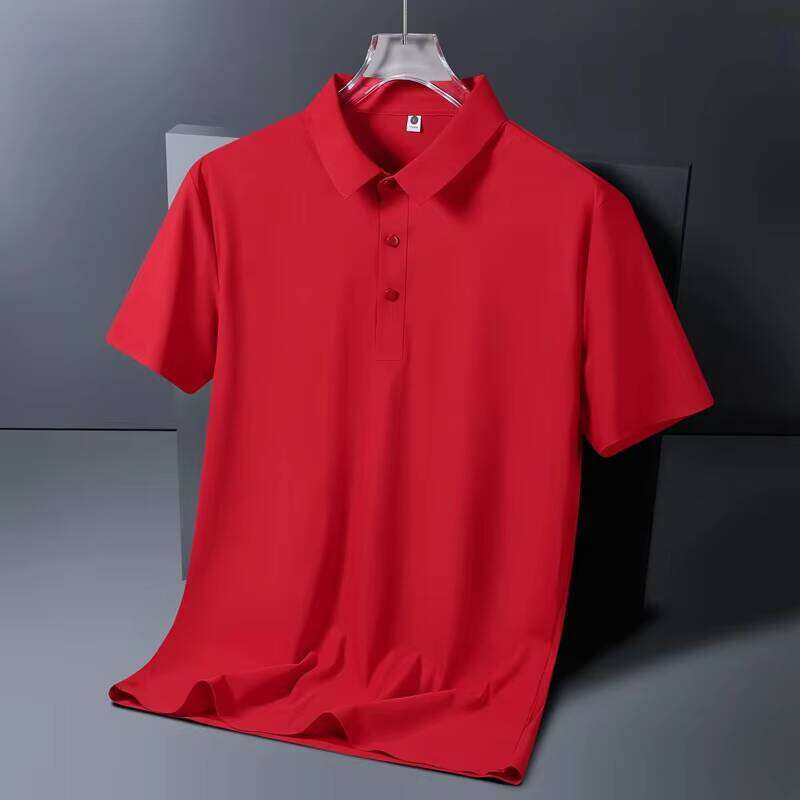 Men's Traceless T-shirt Ice Silk Bonded Plus Sized Quick Dry Breathable Polo Shirt for Men