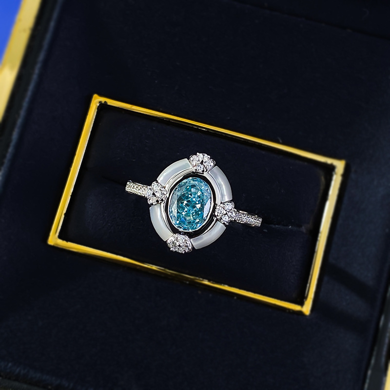 2025 Choucong Brand Luxury Jewelry 100% 925 Sterling Silver Oval Cut Aquamarine Lab Moissanite Dimaond Gemstones Party Eternity Women Engagement Band 