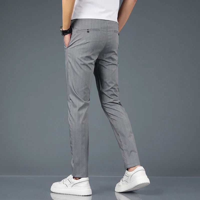 Fashion Striped Spring Summer Thin Casual Pants Men Slim Straight Classic Business Suit Pants Male Stretch Cozy Korean Trousers W250826