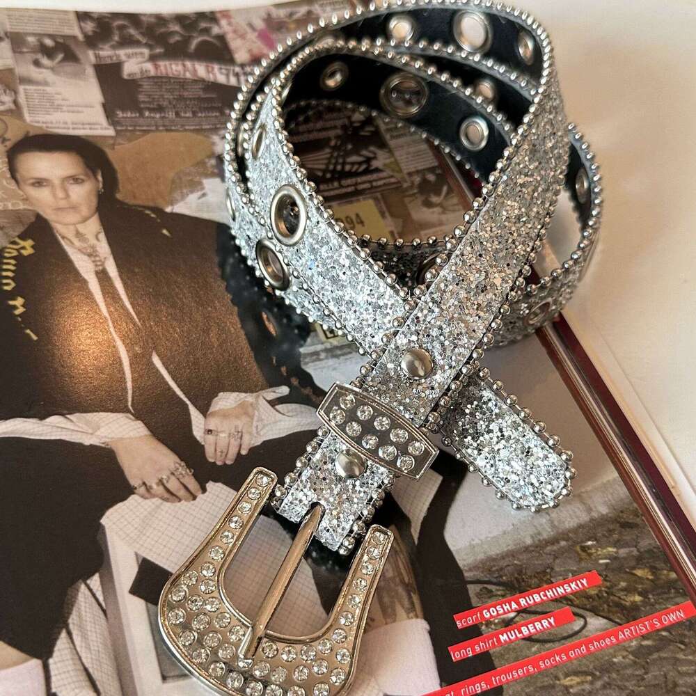 Subculture Rhinestone Punk Y2K Hot Girl Millennial Water Drill Versatile Women's Decorative Jeans Belt