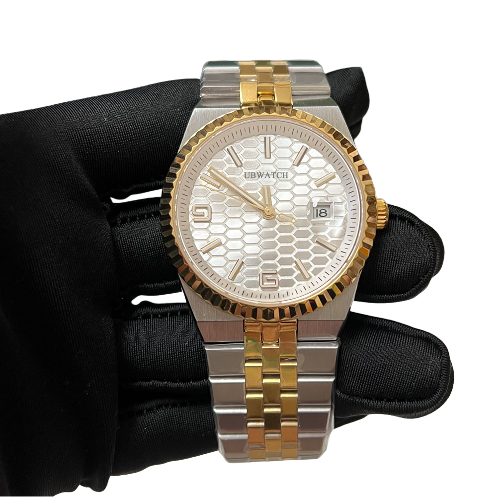 ST9 40MM Sapphire Glass Automatic Land Tow Tone Gold Mechanical Mens Watches Durable Sturdy Stainless Steel White Arabic Number Wristwatches