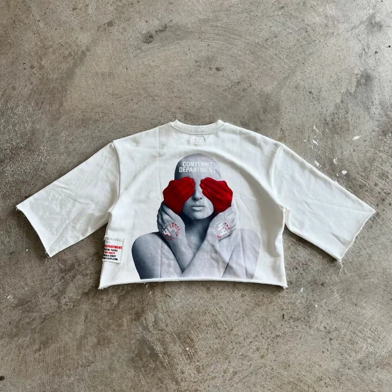 High Street American anime print short sleeve men Y2k Goth Harajuku fashion loose shirt trend retro casual oversized Tshirt 250825