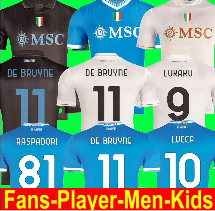 Napoli25/26 soccer jerseys Maglia Naples DE BRUYNE MARADONA LUKAKU 2025 26 KVARATSKHELIA DI LORENZO McTOMINAY adult Football shirts Kids Kits Player Vest uniform66