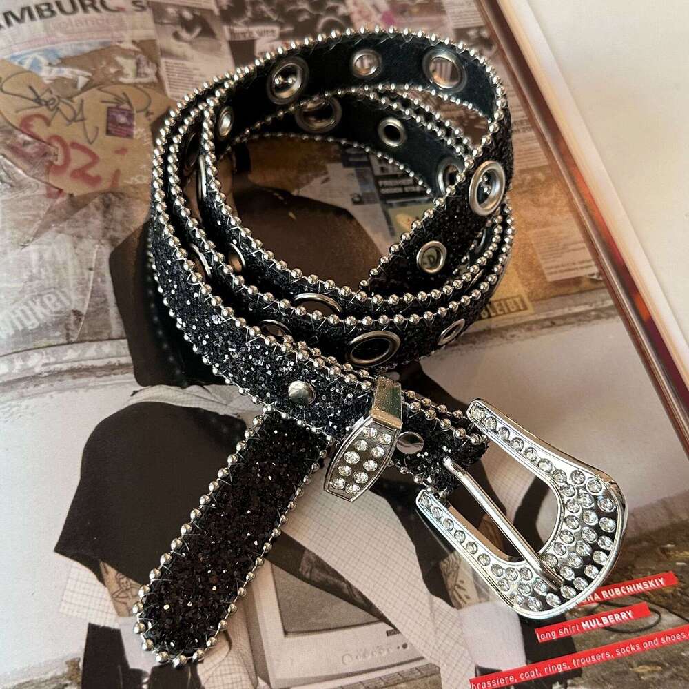 Subculture Rhinestone Punk Y2K Hot Girl Millennial Water Drill Versatile Women's Decorative Jeans Belt
