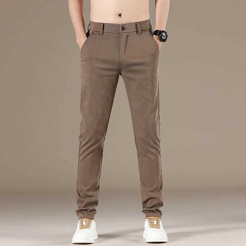 New Spring Summer Lyocell Fabric Mens Casual Pants High Quality Fashion Slim Business Trousers Brand Elastic Soft Pants W250826