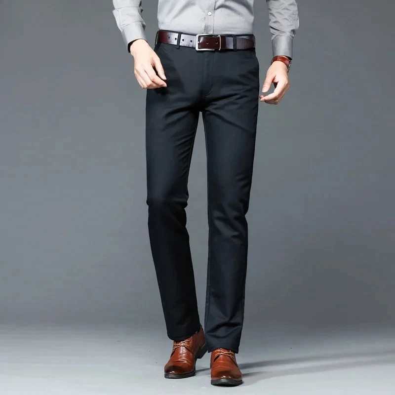 Autumn Winter Business Casual Men Stretch Classic Mens Thick Cotton Trousers Elastic Korean Male Fashion Office Work Suit Pants W250826