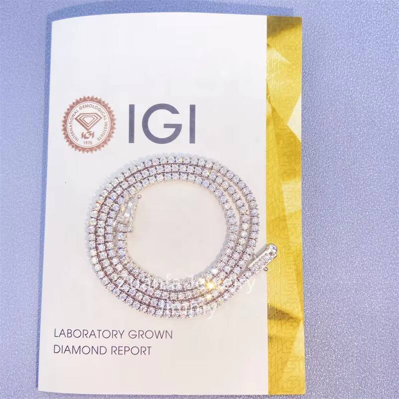 10k White Gold Yellow Gold 2mm2.5mm Wide Lab Grown Diamond Bling Jewelry Diamond Tennis Necklace Chain