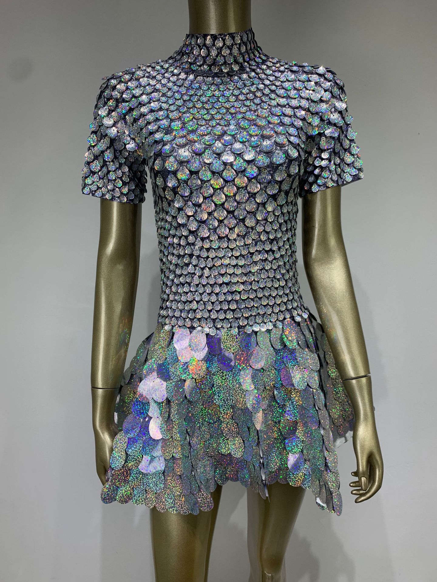 Sequin Shell Mini Dress for Nightclub Parties & Stage Performances - Sparkling Sleeveless Cocktail Dress