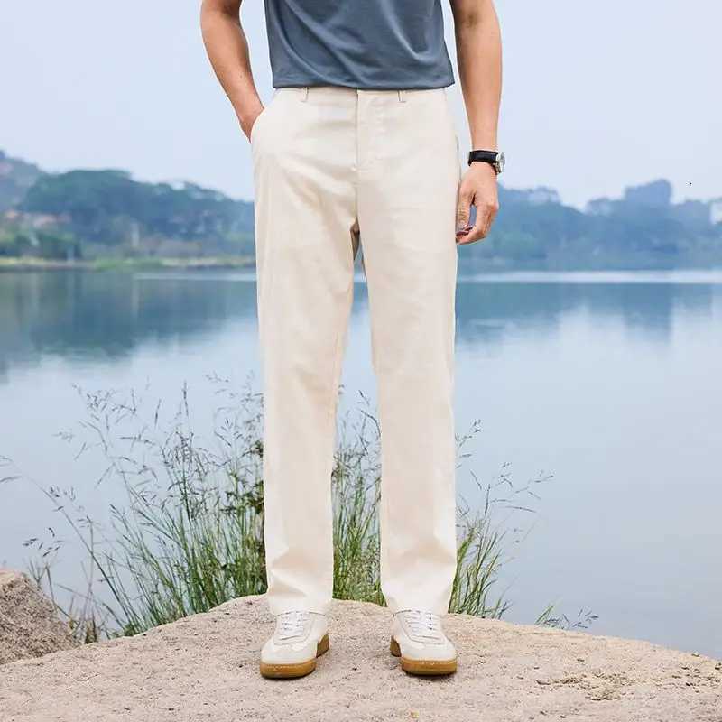Summer New Mens Thin Casual Pants Solid Color Business Office Classic Loose Straight Trousers Fabric Male Clothes Linen Pants W250826