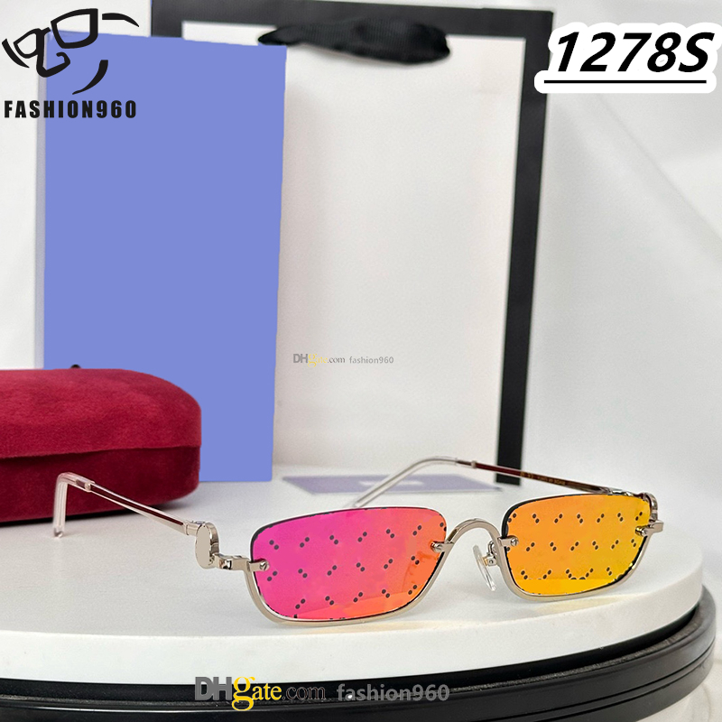 Full pattern lens luxury sunglasses Women Fashion Designer Brand Men GG1278S Acetate Personality Classic Clear half metal frame lunettes de soleil glasses GG1604S