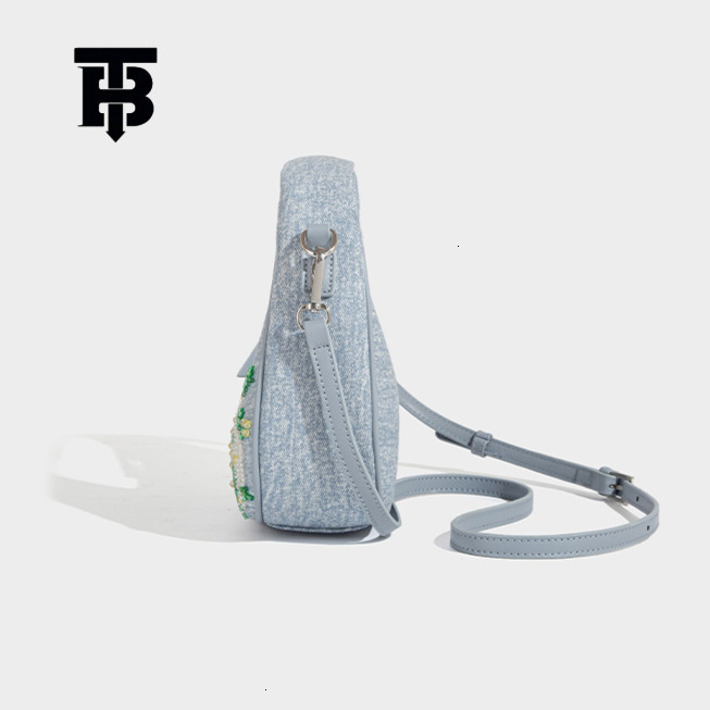 TB BHULAMTE Designer Luxury Women's Single Shoulder Underarm Small Square Bag Cowboy Nail Bead Flower Heavy Industry Embroidery Handbag Casual St