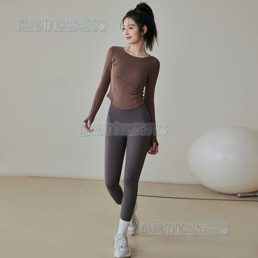 Womens Sports Top Slimming Warm Yoga Wear Autumn Winter New Running Pilates Training Set Fitness Long Sleeve H250825