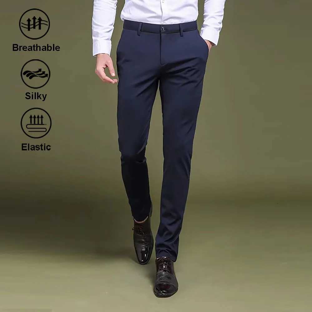 Mens Casual Pants NonIroning AntiWrinkle Elastic Suit Pants Small Foot Thin Solid Trousers Stretchy Hot Selling Male Bottoms W250826