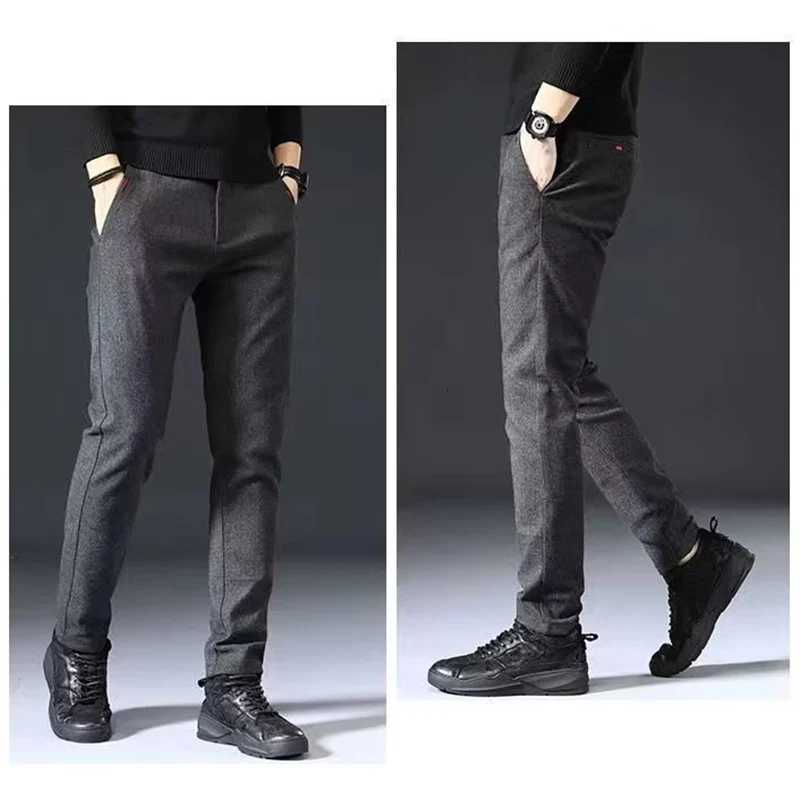 Mens Straight Leg Long Daily Pants Casual Straight Slim Fit Narrow Leg Trousers Stylish Male Suit Work Fashion Blue Gray Pants W250826