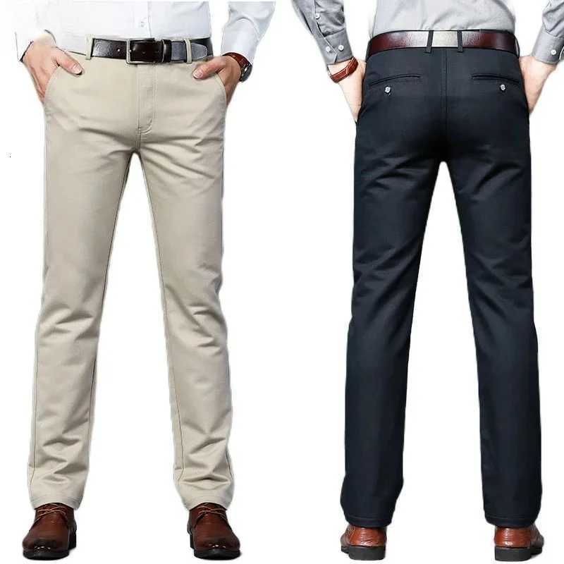 Autumn Winter Business Casual Men Stretch Classic Mens Thick Cotton Trousers Elastic Korean Male Fashion Office Work Suit Pants W250826