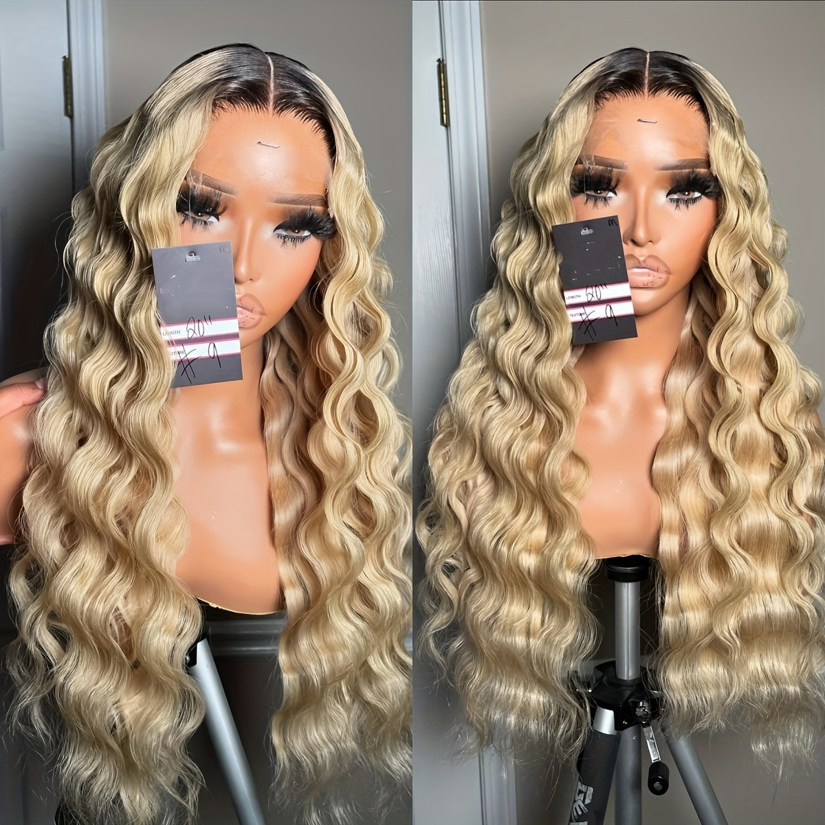 250 Density Brazilian Ombre Brown Deep Wave HD Lace Front Wig Colored Curly Human Hair Wig 13x4 Lace Frontal Wigs Wear And Go Synthetic for Women