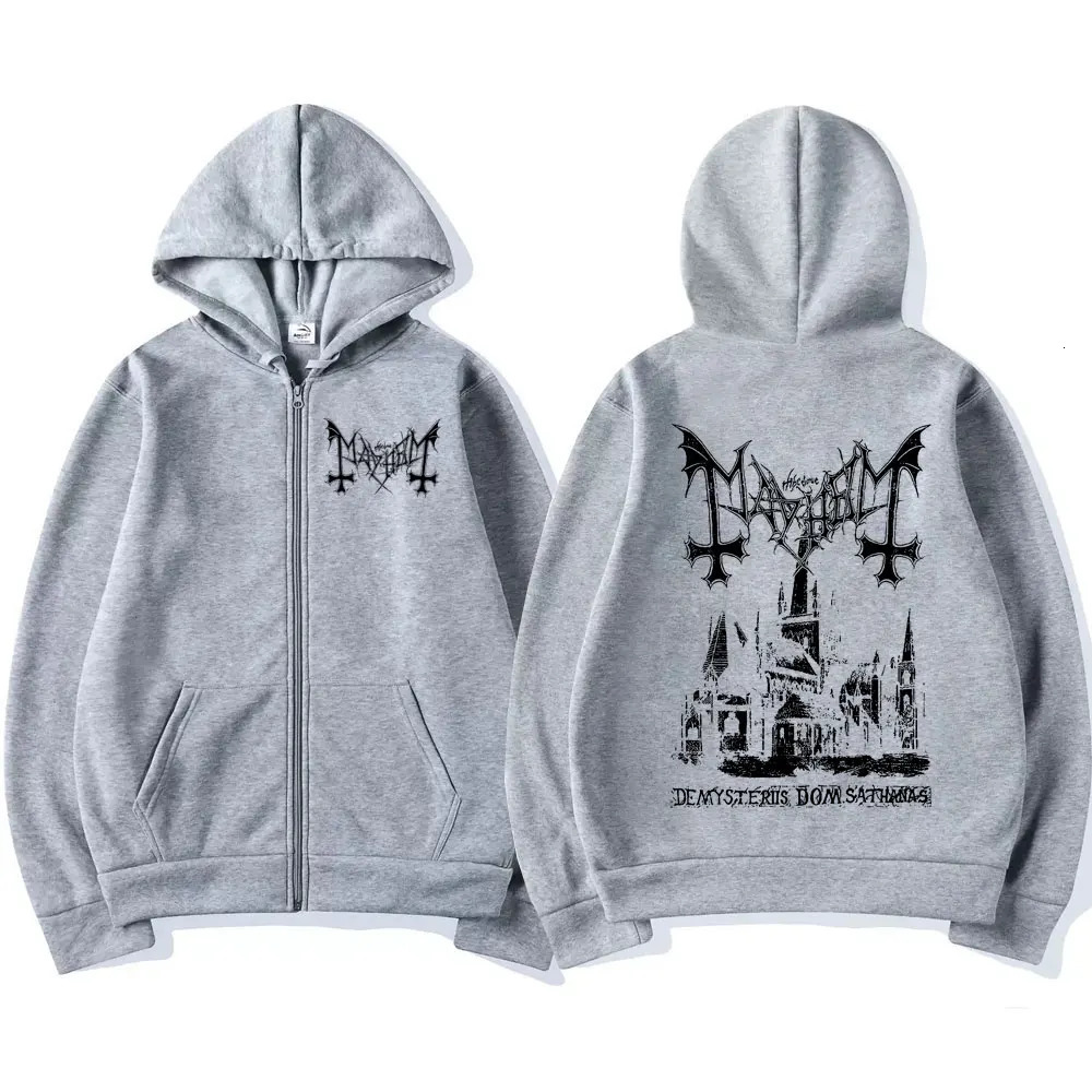 Mayhem De Mysteriis Dom Sathanas Album Zipper Hoodies Death Metal Gothic Zip Up Hoodie Men Women Oversized Fleece Hoody Jacket 250818