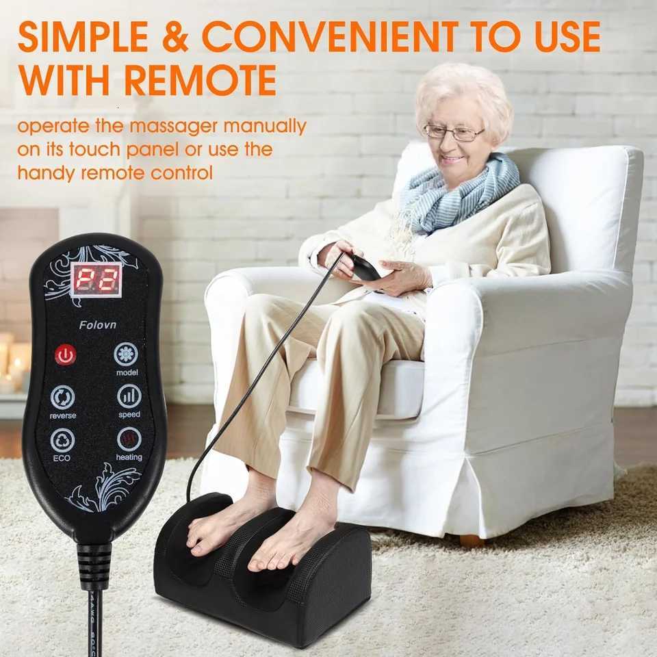 Kneading Relax Electric Foot Leg Massager Heated Roller Deep Tissue Shiatsu Calf Stress Relief Foot Machine with Remote Control W250826