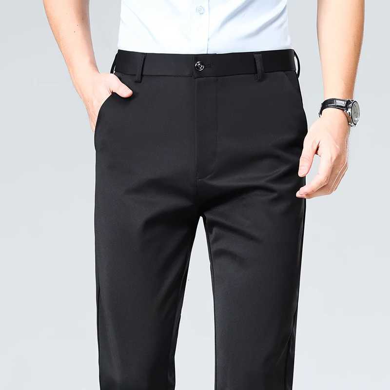 Plus Size Trousers Men Business Suit Pants Stretch Formal Dress Pants Big Man Classic Black Trousers W250826