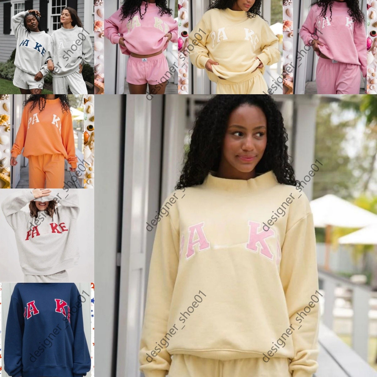 Parke Womens Autumn Loose Fit Letter Print Hoodie Sweatshirt 100% Cotton Long-Sleeve Pullover Hooded Top Parke Luxury Designer Cotton Loose Pullover hy07
