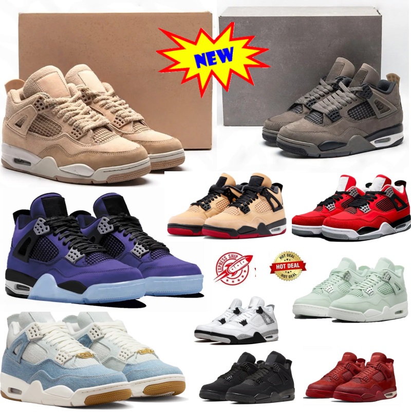 With Box Cozy Girl Cave Stone Rare 4 men basketball shoes Worn Blue designer 4s Denim Black White Cement Bred Wiomen mens trainers outdoor sports sneakers size:36-47