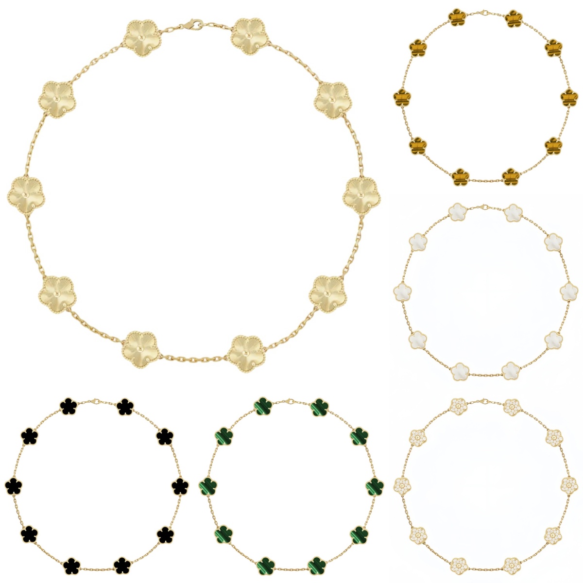 10 Flower Gold Clover Necklace Luxury jewelry Leaf Designer Necklace Silver Plate Agate Diamond Fashion Charm Chian Wedding Gift Party Jewelry New Women Necklaces