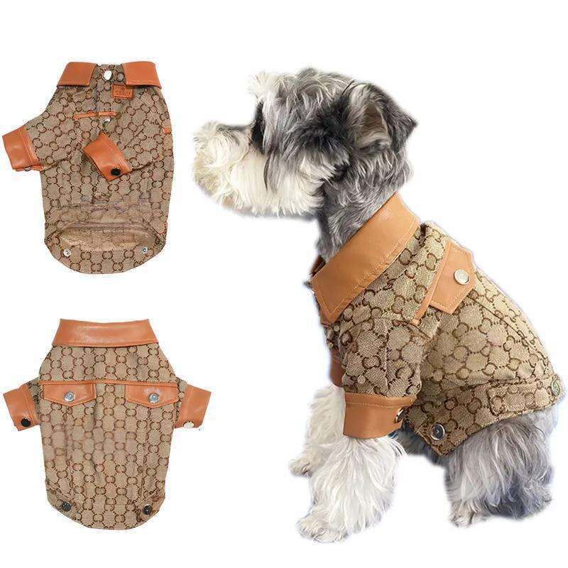 Designer Clothes Jackets for Small Medium Dogs Brand Puppy Apparel Classic Letters Pattern Pets Coats Fashion Leather Patchwork Dog Jacket XXL Free sh