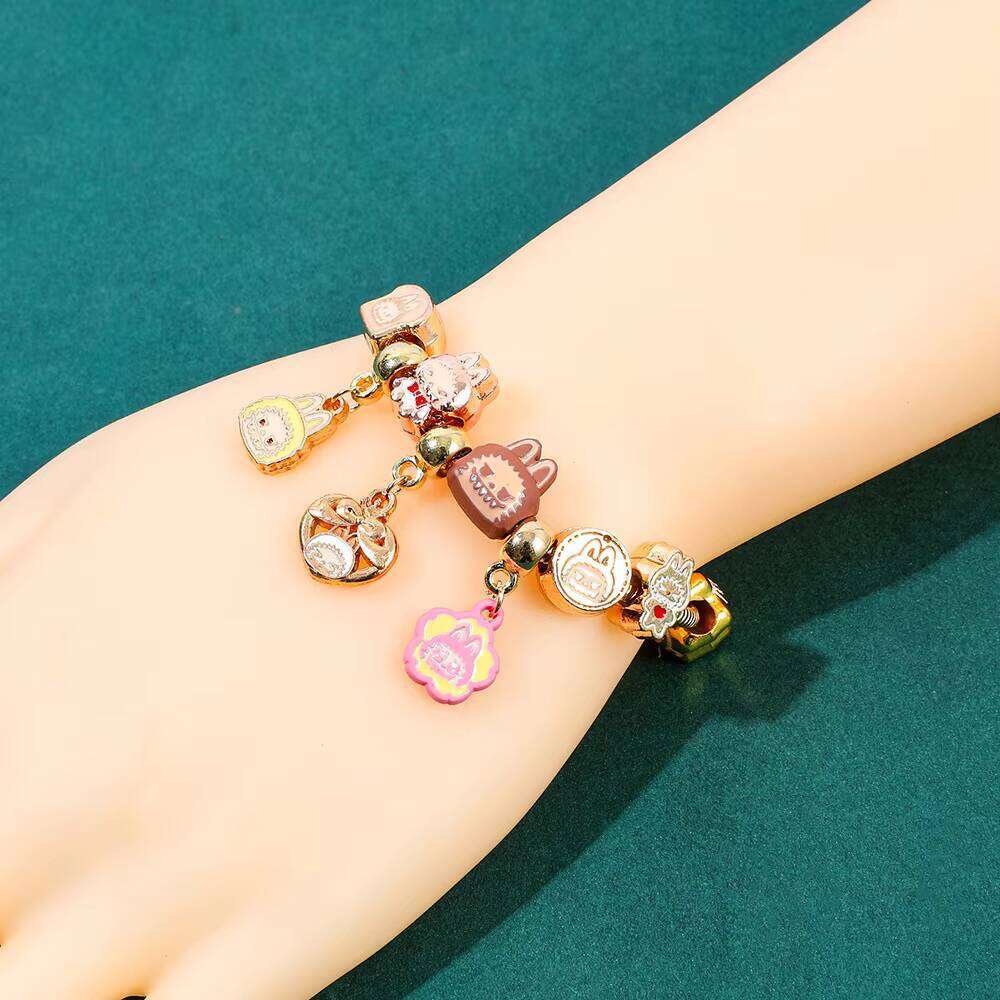 Labub Art Series Cute DIY Charm Bracelet Plush Beads Pendant Fashion Jewelry Collector's Gift