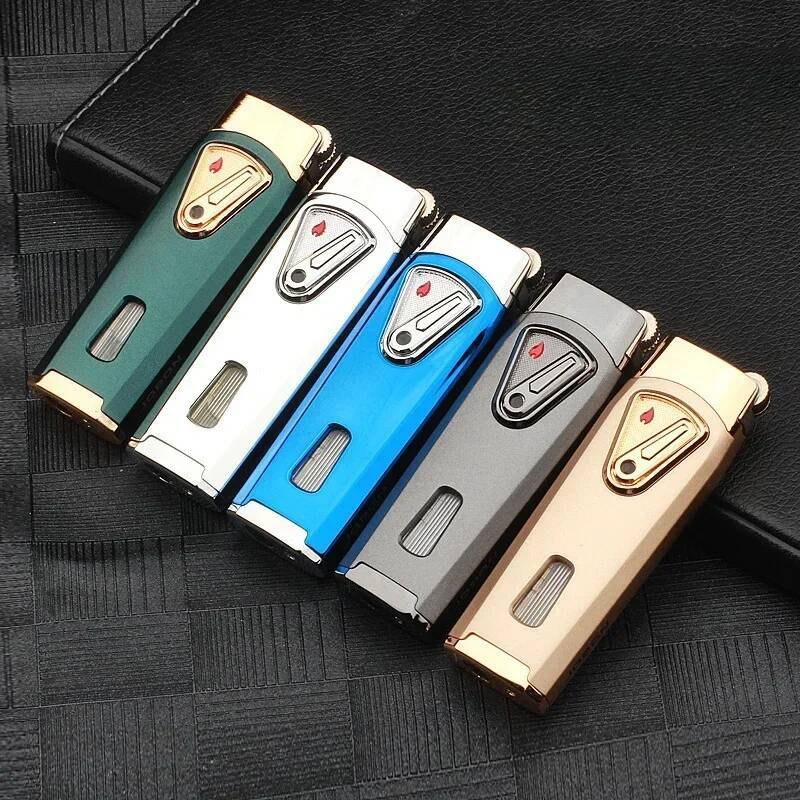 JOBON Creative Metal Outdoor Windproof Butane Gas Blue Flame Turbo 2 Torch Jet Cigar Lighter Kitchen Baking BBQ Tools W260202