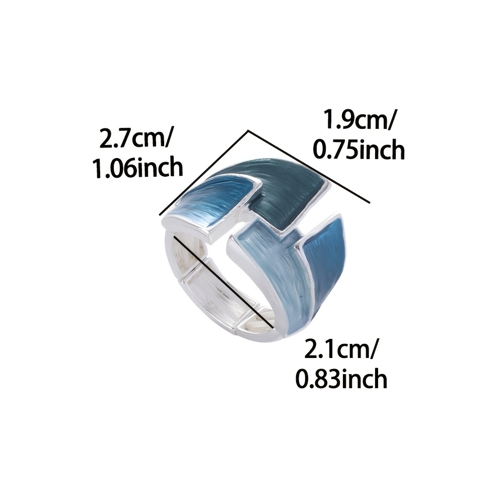 1 Piece Fashion Bohemian Simple Geometric Elastic Adjustable Ring for Women Spring Summer New Gold Zinc Alloy Blue Thin Coating Daily Party Vacation G