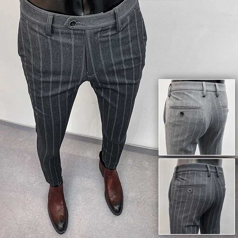 Men Suit Pants Formal Trousers Mens Pants Stretch Slim Solid Color Casual Dress Full Length Pants Fashion New Mens Clothing W250826