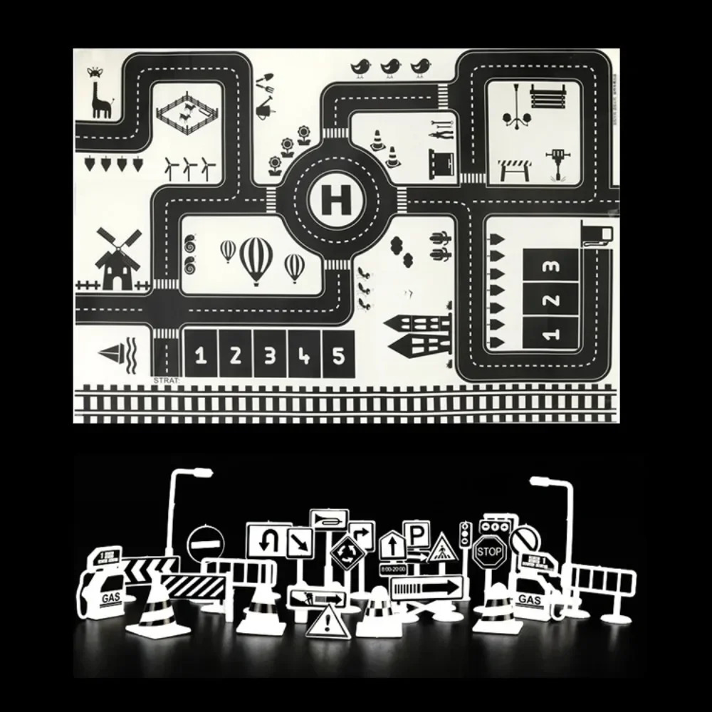 Baby Play Mat City Traffic Road Map Carpet Car Parking Lot Roadmap Signs Climbing Playing Game ww250826