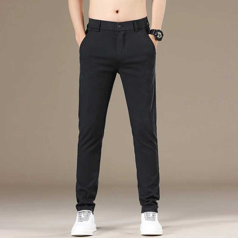 New Spring Summer Lyocell Fabric Mens Casual Pants High Quality Fashion Slim Business Trousers Brand Elastic Soft Pants W250826