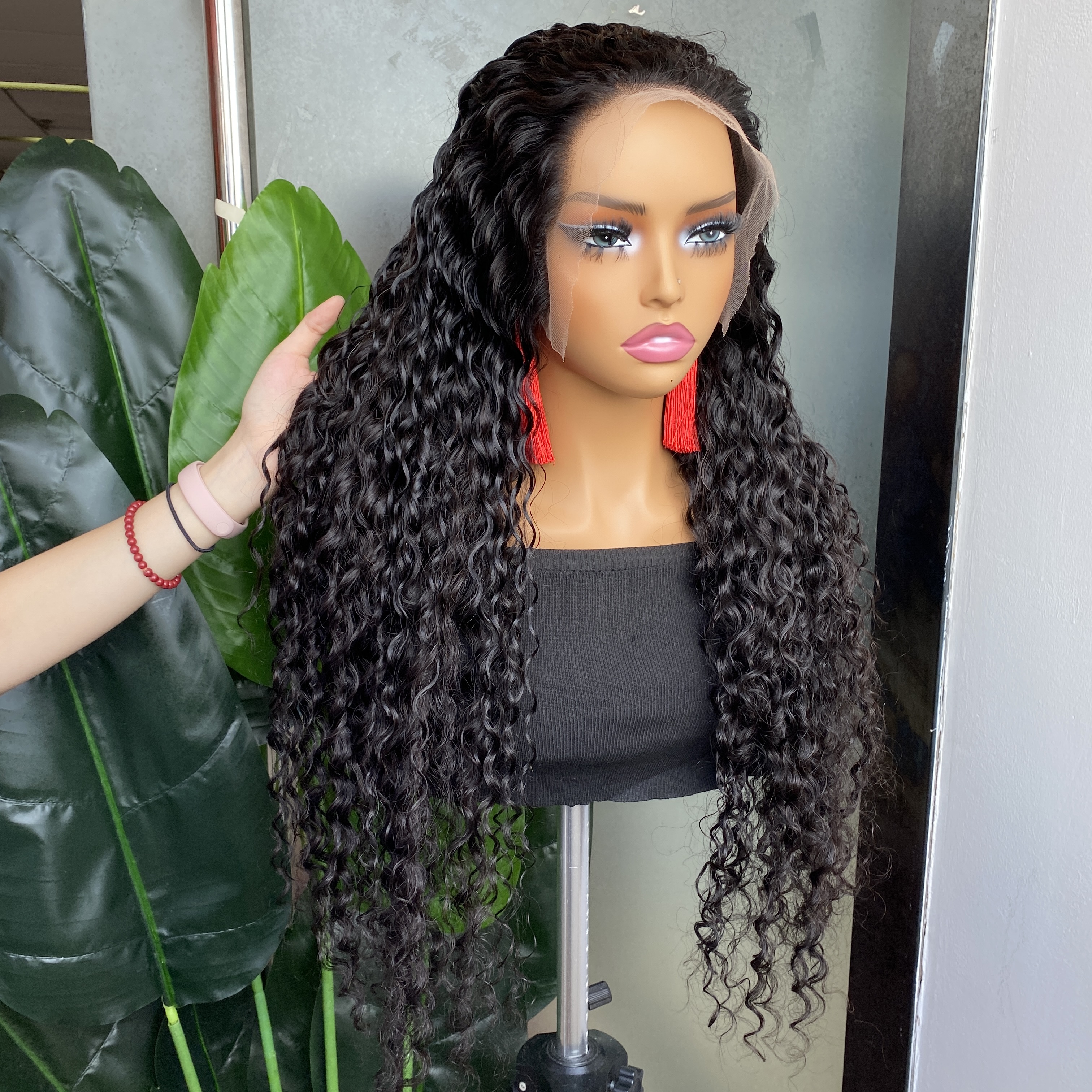 Grade 12A Peruvian Indian Brazilian Natural Black Deep Wave 13x6 HD Lace Frontal Wig 10-40 Inch 100% Raw Virgin Remy Human Hair