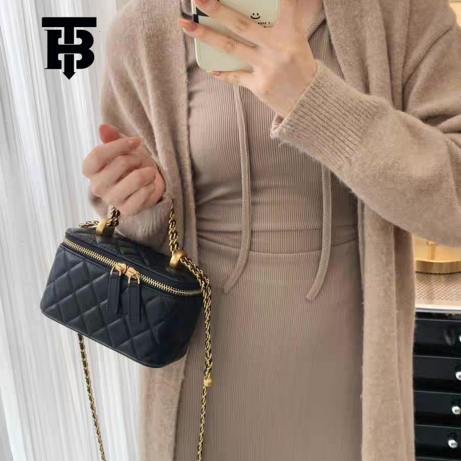 TB BHULAMTE Designer Sheepskin Bag Genuine Leather Ladies' Bag Golden Ball Quilted Chain Bag High-end Luxury Bag Lipstick Crossbody Small Square 