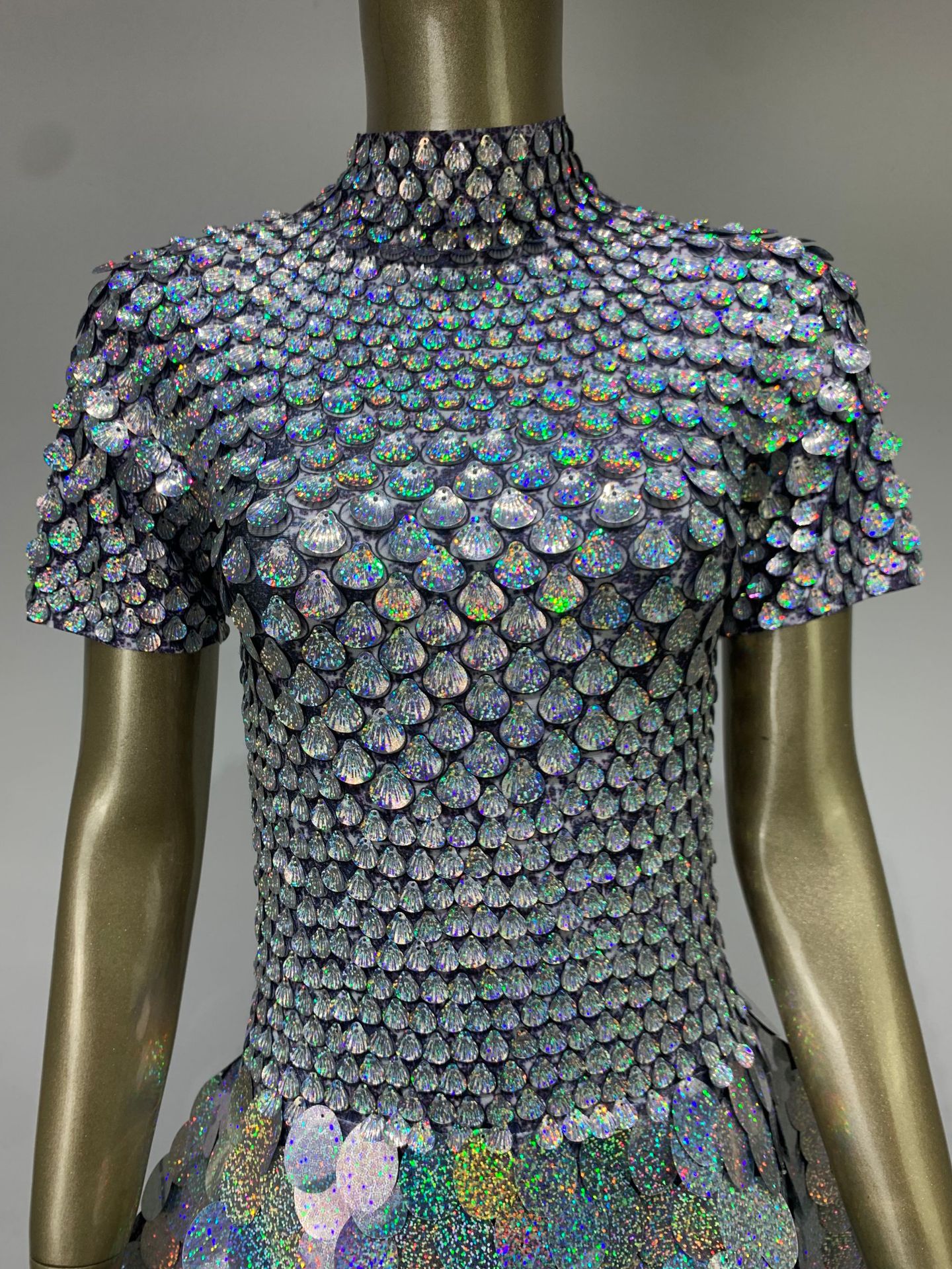 Sequin Shell Mini Dress for Nightclub Parties & Stage Performances - Sparkling Sleeveless Cocktail Dress