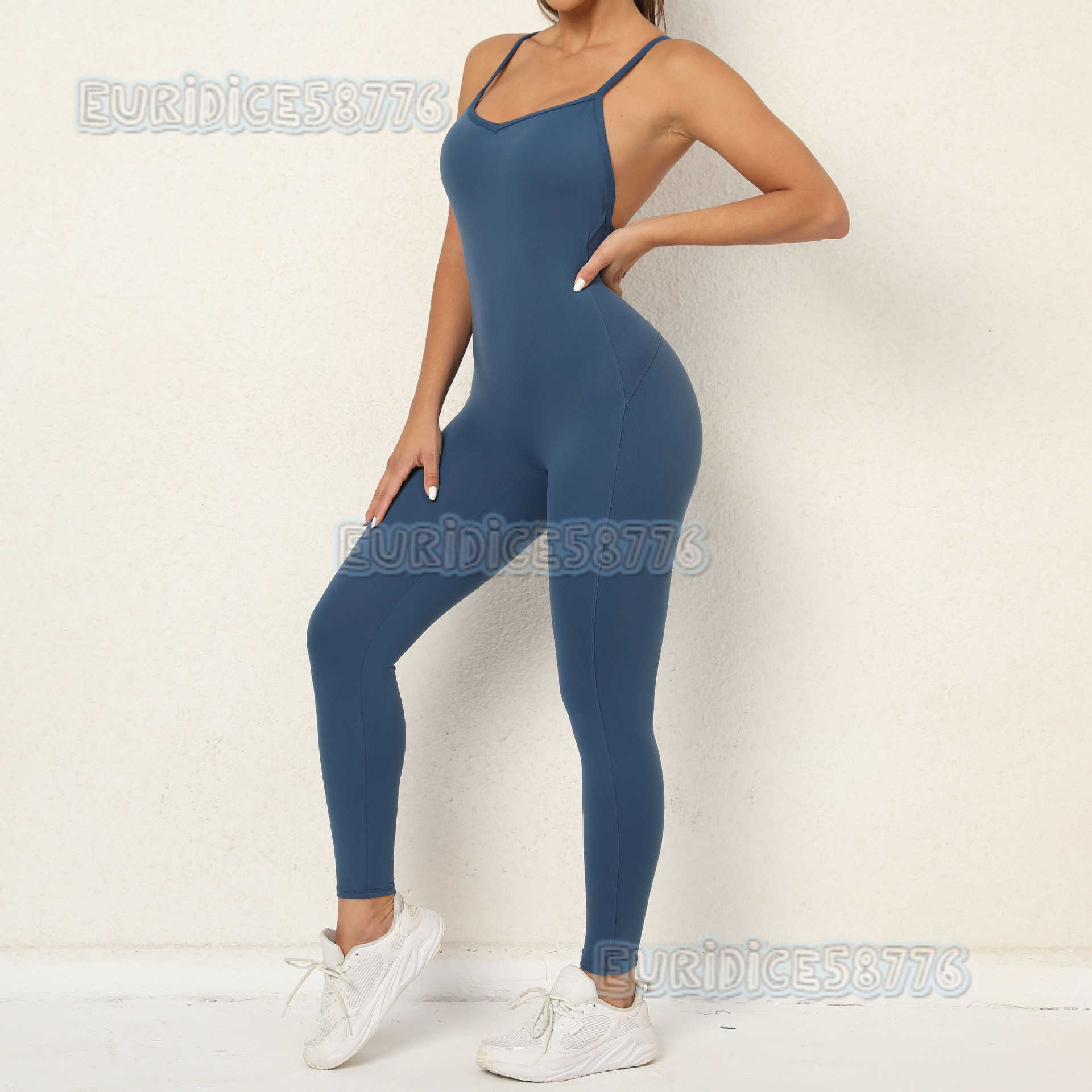 Hiplifting Vneck Embarrassment Line Yoga Fitness Jumpsuit Backless Buttlifting Sports Jumpsuit Dance Pants for Women H250825
