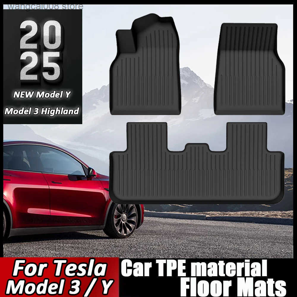 TPE Car Floor Mats For Tesla Model 3 Highland New Model Y 20192025 Luggage Mat Set Four Seasons Waterproof Antislip Trunk Mat S251219