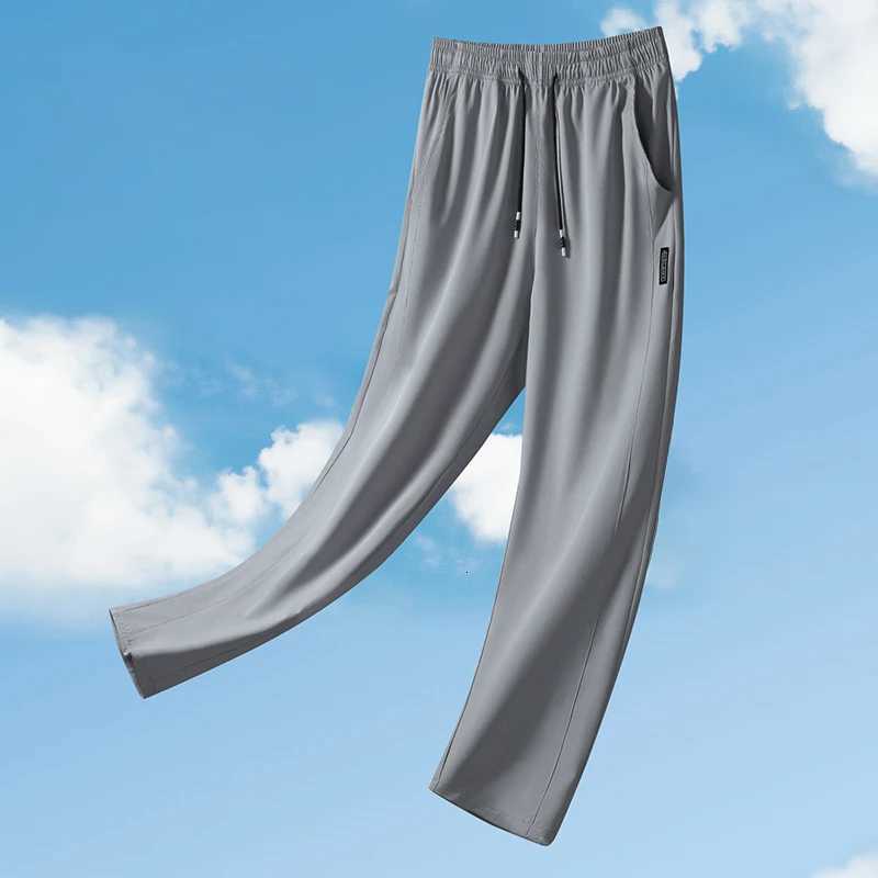 Summer Mens Ice Silk Pants Breathable Casual Thin Quick Dry Pants Loose Elastic Straight Leg Sweatpants Sports Fitness Trousers W250826