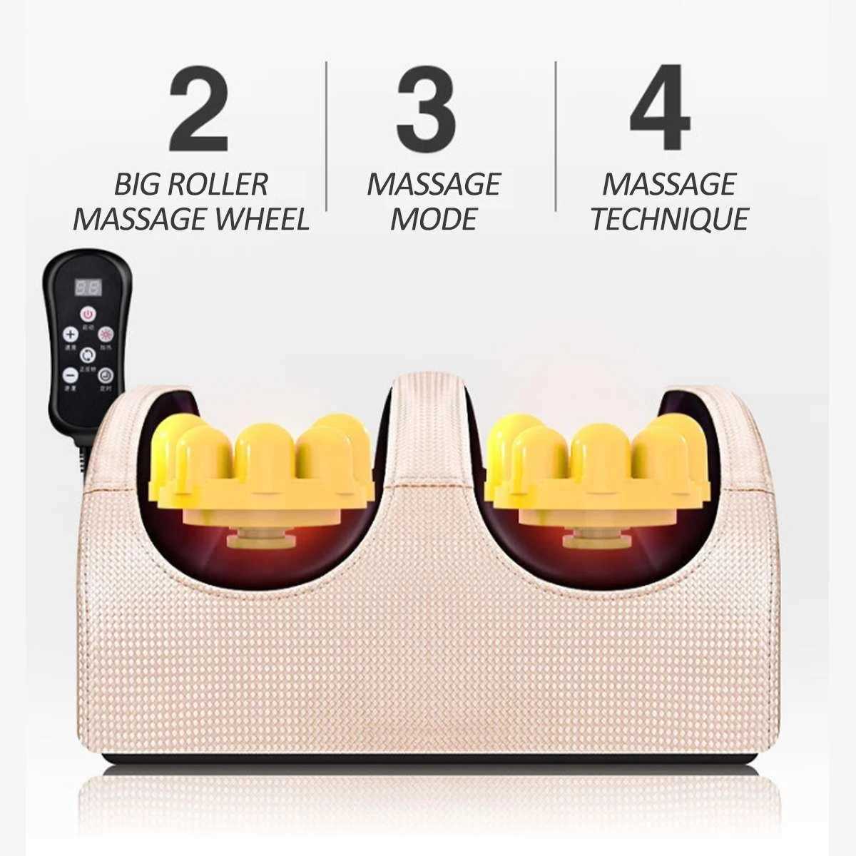 Kneading Relax Electric Foot Leg Massager Heated Roller Deep Tissue Shiatsu Calf Stress Relief Foot Machine with Remote Control W250826