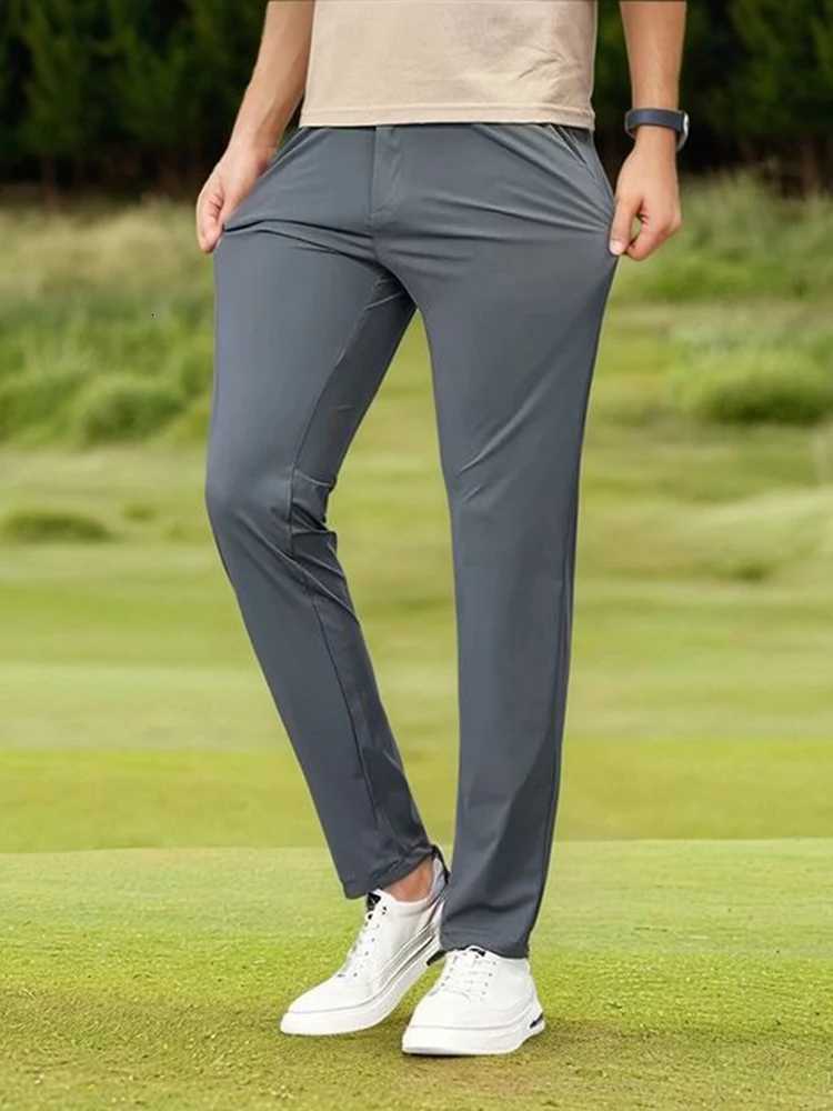 Summer Mens Casual Pants Korean Fashion Light Cool Ice Silk Stretch Golf Pants Slim Fit Suit Pants Male Office Formal Trousers W250826
