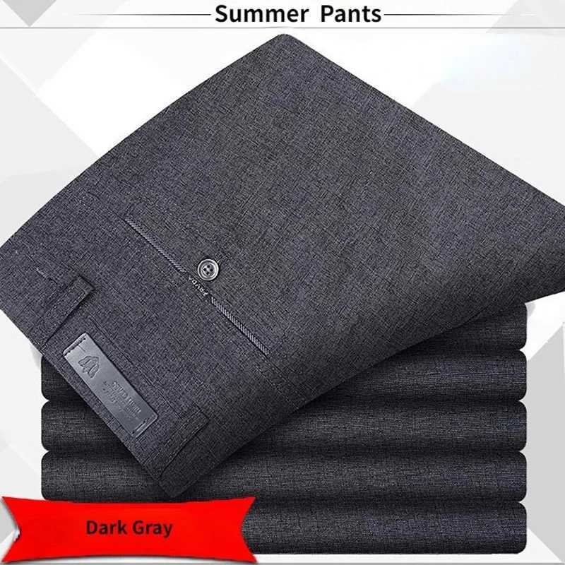 Autumn Summer Casual Pants Men Straight Formal Long Trouser Adult Solid Color Flat Design Thick Suit Pant Business RIYBEOE W250826