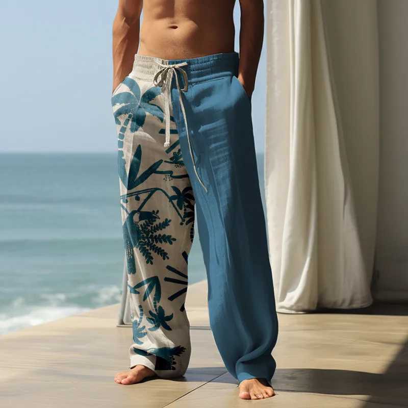 Summer Mens Casual Beach Pants Wide Leg Pants Hawaiian Style 3D Printed Simple Wide Leg Pants Casual Trousers W250826