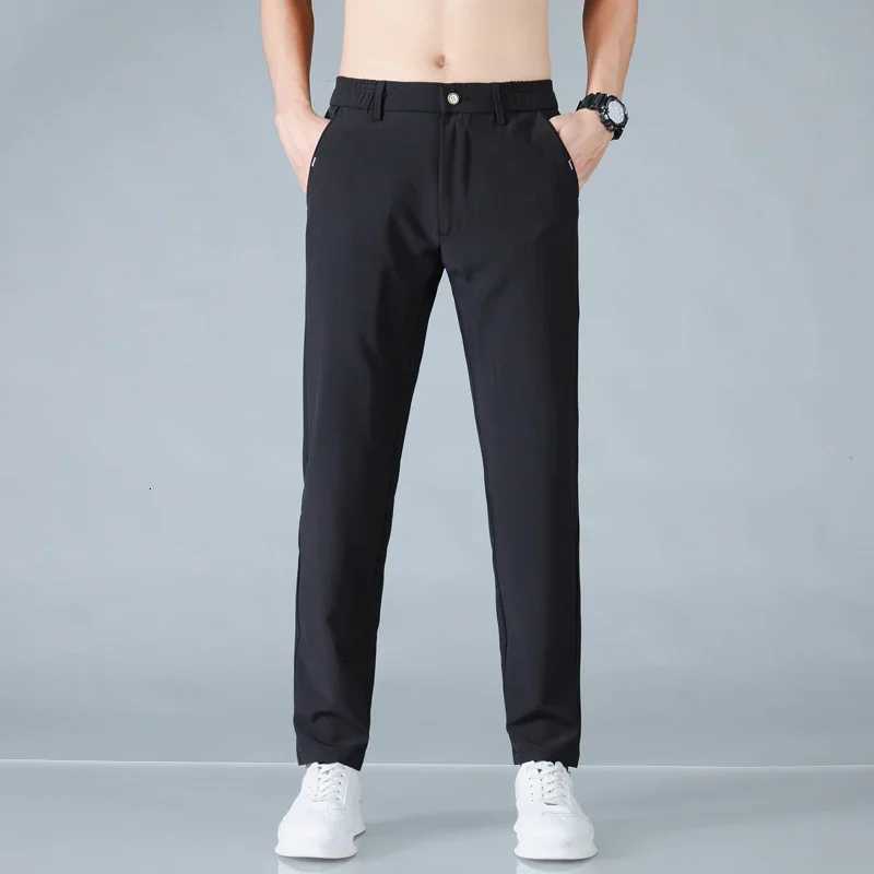2025 Spring Summer Ultrathin Mens Casual Pants Slim Straight Leg Elastic Waist Sports Jogging Trousers Fashion Men Golf Pants W250826
