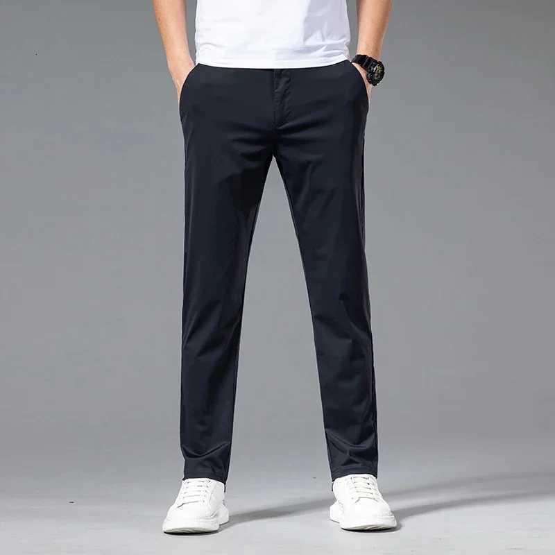Spring Summer Ultrathin Casual Pants Mens High Elastic Ice Silk Quickdry Straight Draped Business Trousers Male Korean W250826