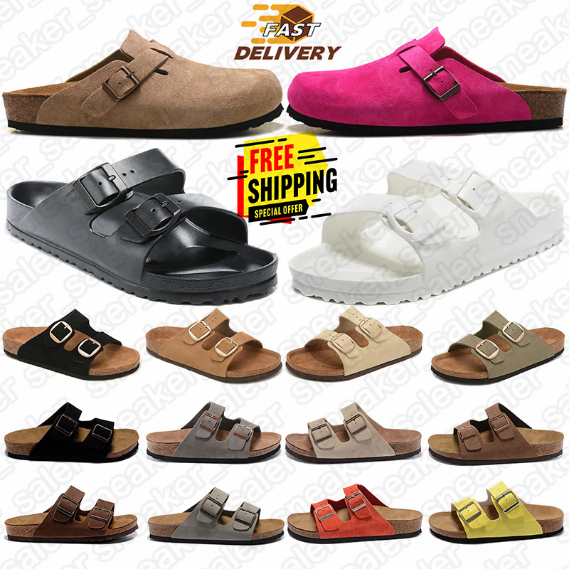 berkinstocks designer slippers sandals slides boston soft clogs arizona Big Buckle eva mens womens suede black white slipper sandal trainers hot